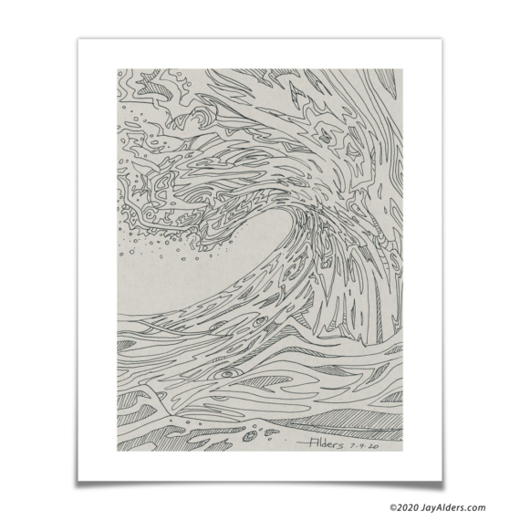 beach wave line art by jay alders