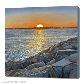 Sunset at the Inlet - Art print on canvas of Manasquan Beach sunset