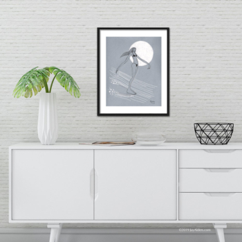 Surfer girl hanging ten art print by Jay Aldersa