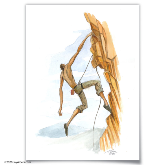 To the Top - Rock climbing art print by Jay Alders