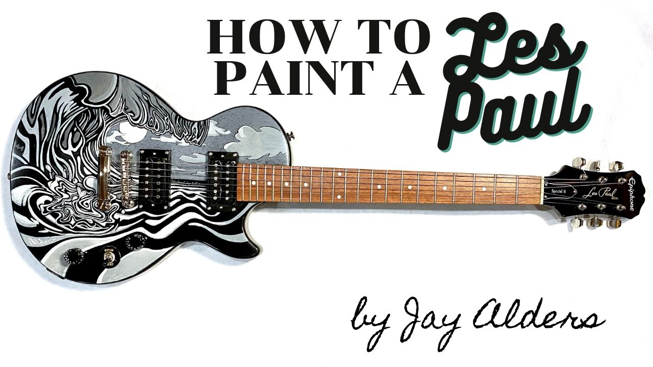 Surf painting on a Les Paul Electric Guitar by jay Alders