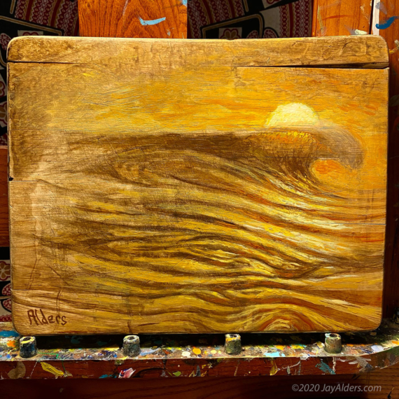 Wave on a Board - Ocean surf painting on a cutting board