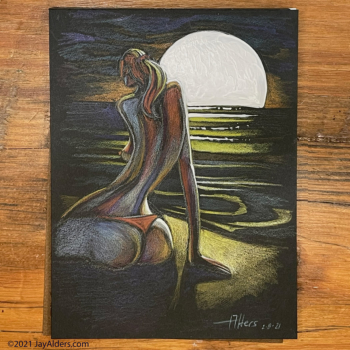 Curvy Woman on a beach, an original piece of art by Jay Alders