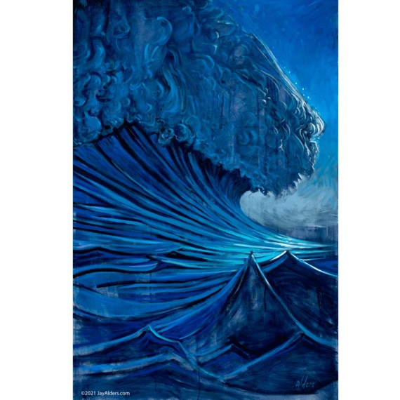 Stylized modern ocean wave painting by artist Jay Alders