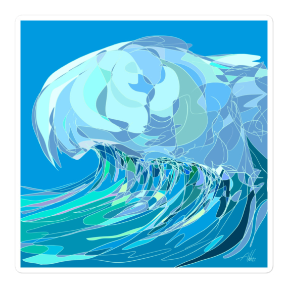 ocean wave art surf sticker