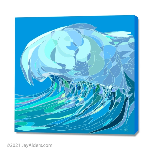 Abstract modern surf art print on canvas