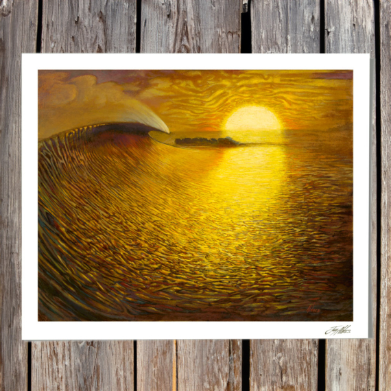 Arrival By The Sea - Contemporary painting of a wave breaking on a beach at sunrise or sunset by Jay Alders