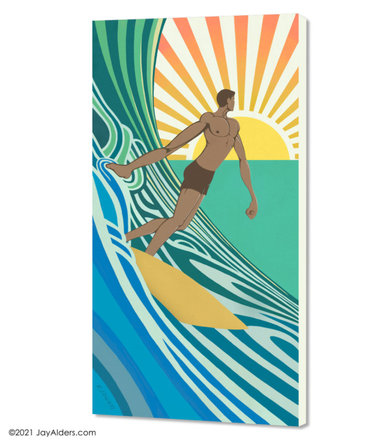 Stylized surfer art print and nft by Jay Alders