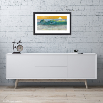 contemporary surfing art giclee print in frame