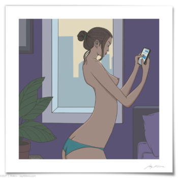 AYT - Stylized Illustration of girl texting on the phone by artist Jay Alders