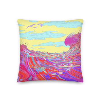 Psychedelic surf art throw pillow