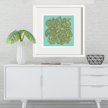 Modern Art abstract art print limited edition in green by Jay Alders, Hydroglyphics 3