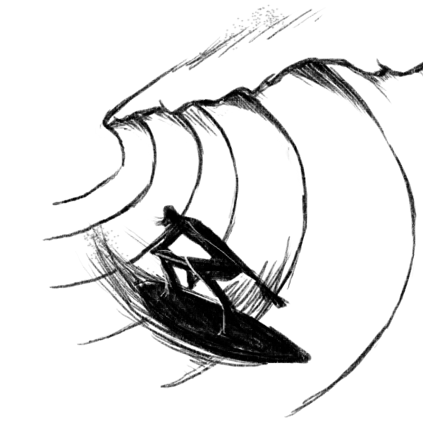 line art animated surfer 
