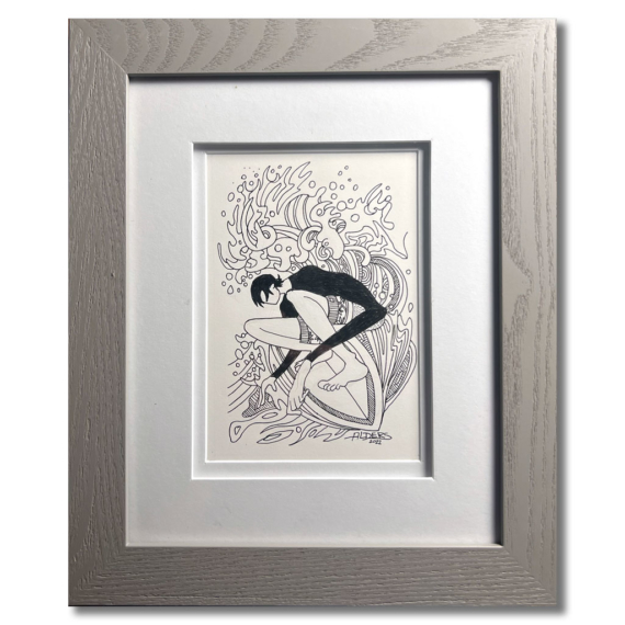 Surfer 82622 - Original ink drawing by Jay Alders