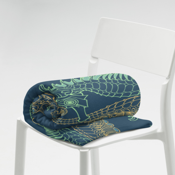 Contemporary seahorse design throw blanket by artist Jay Alders