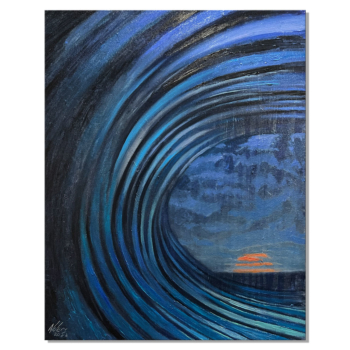Dark blue modern Surf ocean wave painting by artist Jay Alders