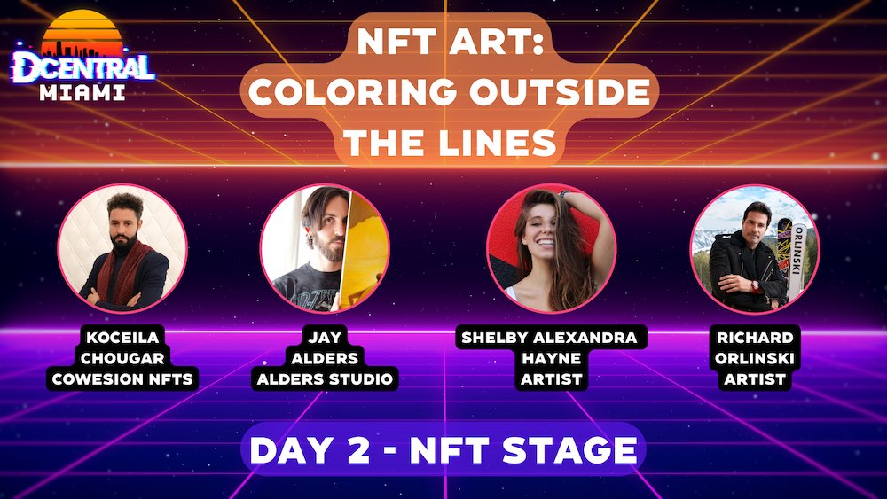 DCentral NFT Artist speakers, Koceila Chougar, Jay Alders, Richard Orlinski and Shelby Hayne