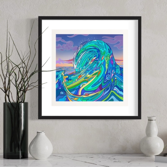 Framed trippy psychedelic art print signed and numbered by Jay Alders.