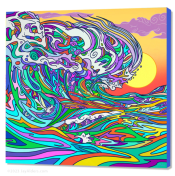 Trippy psychedelic surfing art print on canvas by Jay Alders