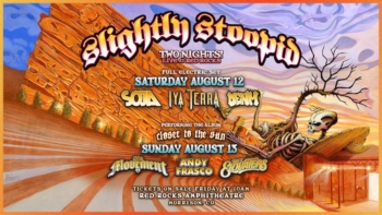 Red Rocks 2023 Slightly Stoopid artwork by Jay Alders with hidden skulls in the painting