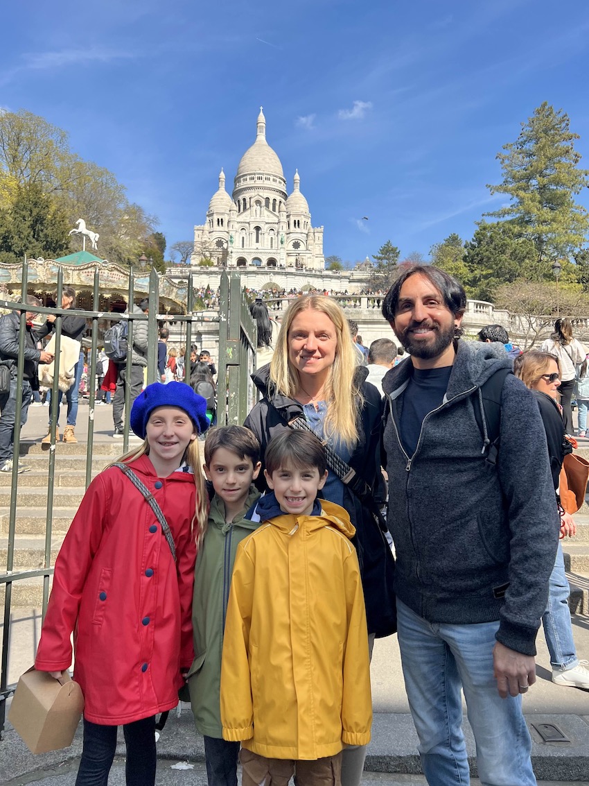 Artist Jay Alders with his family in Montmartre Paris, France