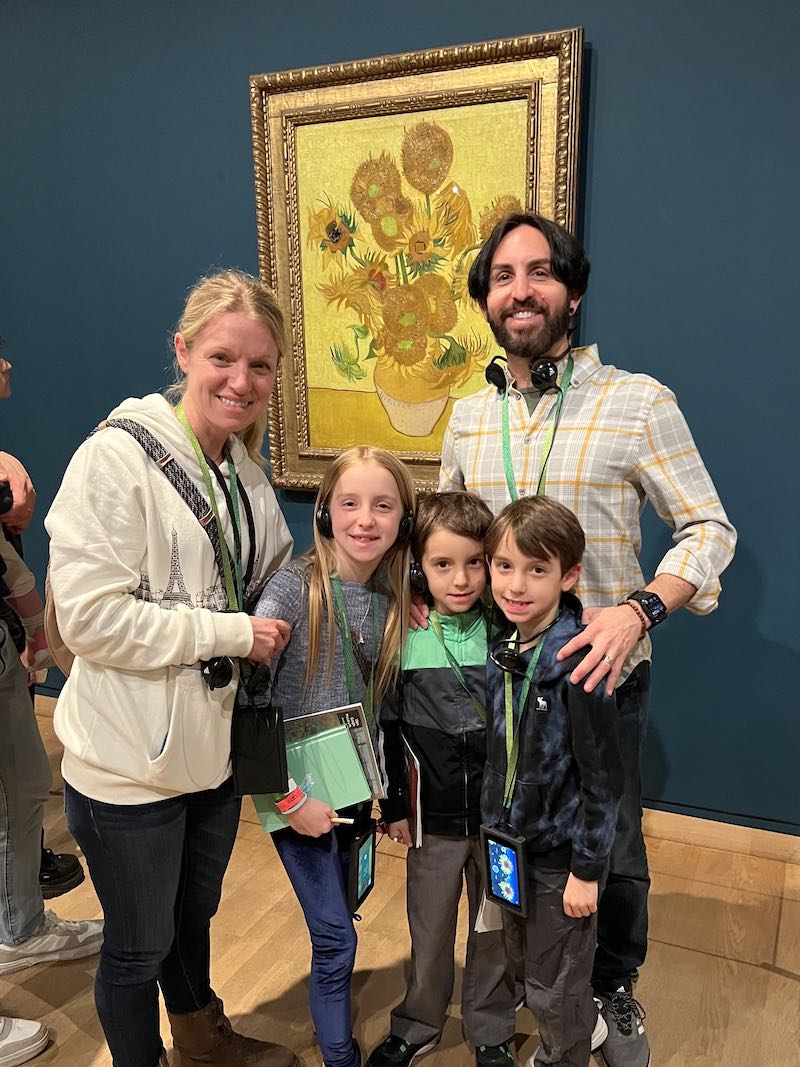 Artist Jay Alders at the van Gogh museum in Amsterdam, The Netherlands with his family in April 2023.