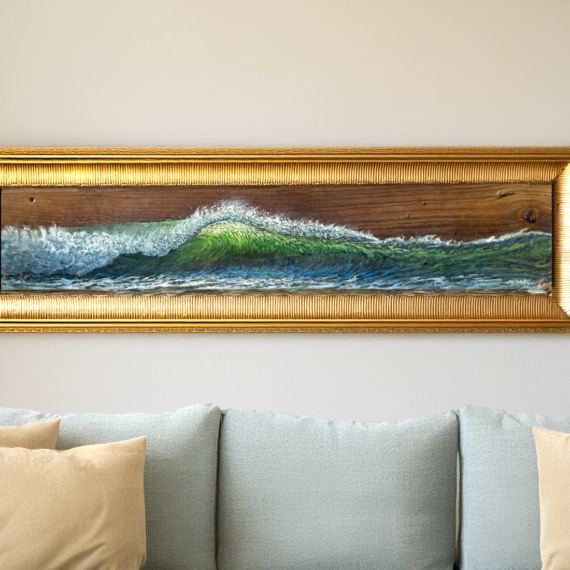 Tidal Drift- oceanic surf art in green hues as a museum quality print on canvas by Jay Alders