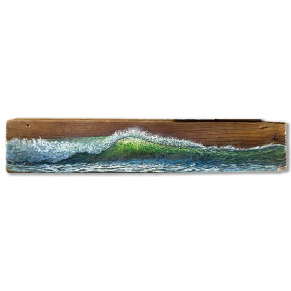 Tidal Drift- Original oil painting of an ocean wave in green palette