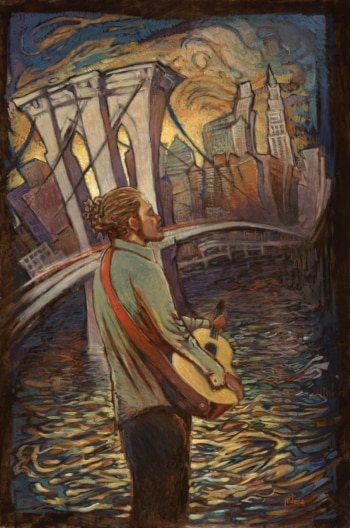 Citizen Cope acoustic musician painting by Jay Alders of singer songwriter in Brooklyn