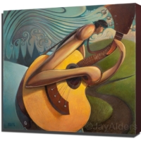 Bend in the Road - Archival Museum Quality Print Acoustic Guitar